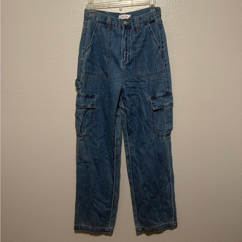 Cello Blue Cargo Pants Straight-Leg